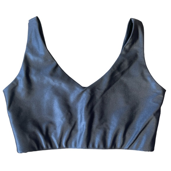EMILY HSU GUNMETAL SHIMMER METALLIC V CROP TOP BRA SMALL URBAN ACTIVEWEAR - Picture 4 of 11